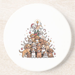 Cute Christmas Tree Dog Xmas Tree Puppy Coaster