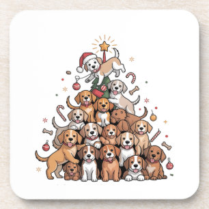 Cute Christmas Tree Dog Xmas Tree Puppy   Coaster