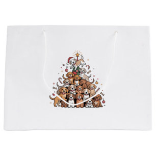 Cute Christmas Tree Dog Xmas Tree Puppy   Large Gift Bag