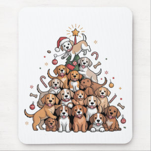 Cute Christmas Tree Dog Xmas Tree Puppy Mouse Mat