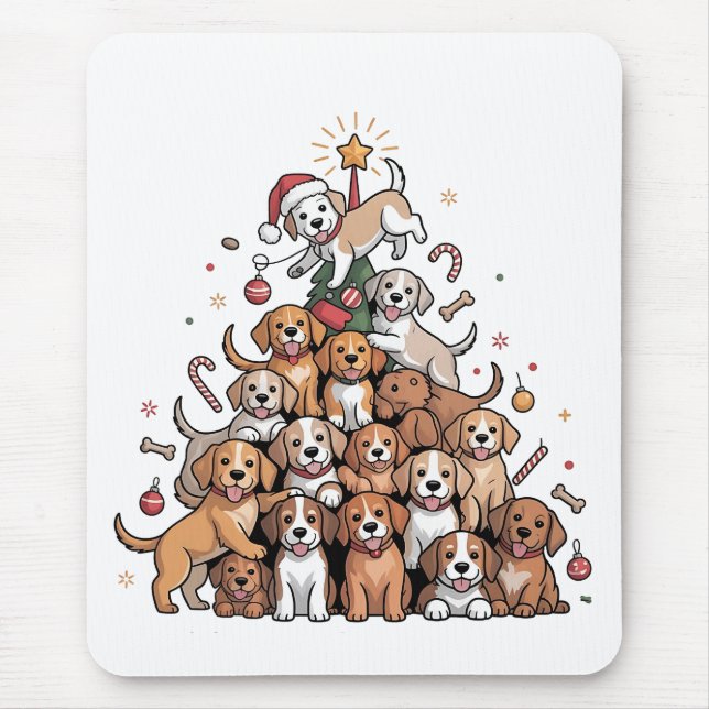 Cute Christmas Tree Dog Xmas Tree Puppy   Mouse Mat (Front)