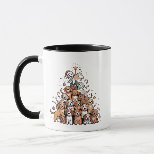Cute Christmas Tree Dog Xmas Tree Puppy   Mug (Left)
