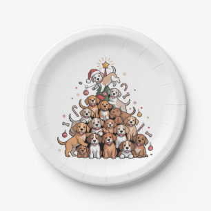 Cute Christmas Tree Dog Xmas Tree Puppy Paper Plate