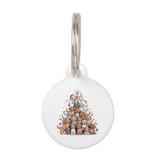 Cute Christmas Tree Dog Xmas Tree Puppy Pet Tag