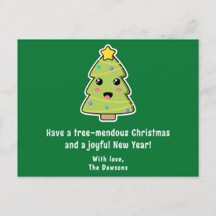 Cute Christmas Tree Funny Tree-mendous Green Holiday Postcard