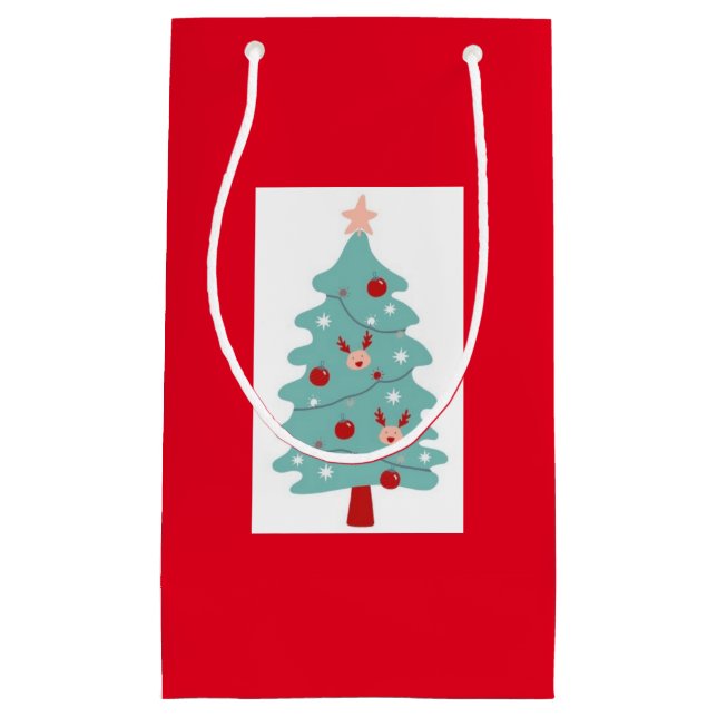 Cute Christmas Tree Gift Bag (Red) (Front)