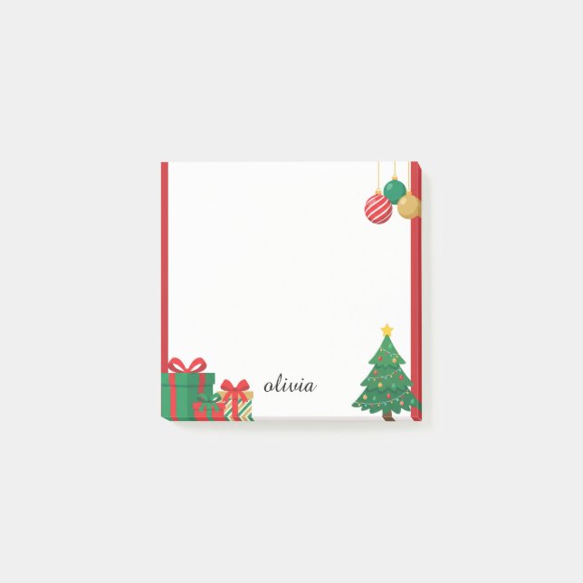 Cute Christmas Tree & Gift Post-it Notes (Front)
