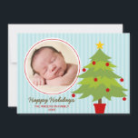 Cute Christmas Tree Holiday Photo Card<br><div class="desc">A trendy and whimsical Christmas tree family photo card. Cute and modern design in shades of red,  green,  brown and blue. Makes an adorable baby holiday photo invitation. Easily personalise with your own photo and text! To resize and position your photo,  click on the "CUSTOMIZE IT" button.</div>