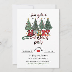 Cute Christmas Tree Little Merry Christmas Party Invitation