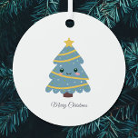Cute Christmas Tree Metal Ornament<br><div class="desc">Decorate your Christmas tree with a cute and fun Christmas tree in cartoon style. Change the text for a perfect personalization or to make a gift!</div>