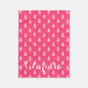 Cute Christmas tree pattern pastel and hot pink Fleece Blanket