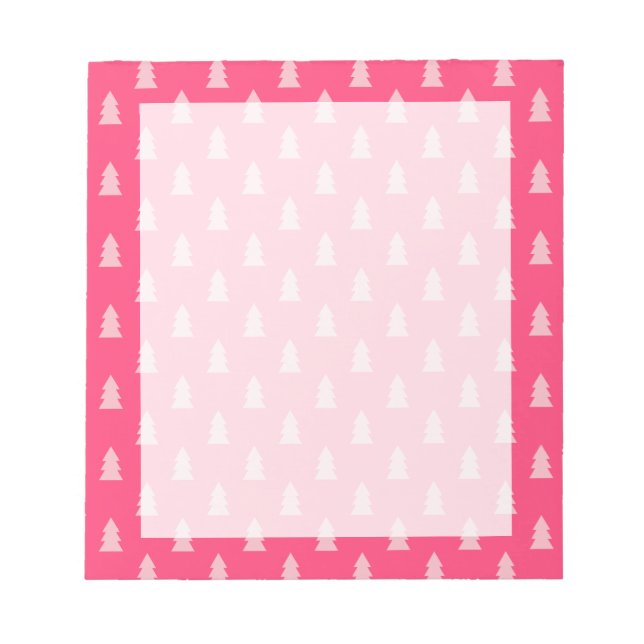 Cute Christmas tree pattern pastel and hot pink Notepad (Front)