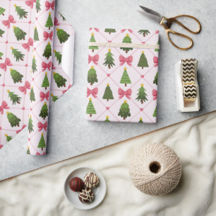 Cute Christmas Tree Pattern Wrapping Paper Roll