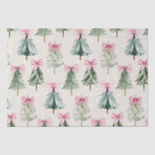 Cute Christmas Tree Pink Bow Pattern Tissue Paper