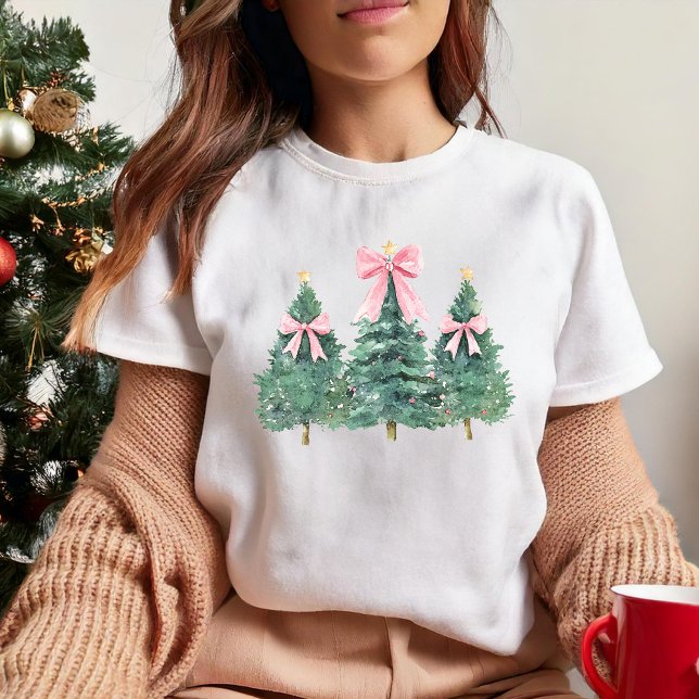 Cute Christmas tree Pink Preppy Coquette girly T-Shirt (Creator Uploaded)
