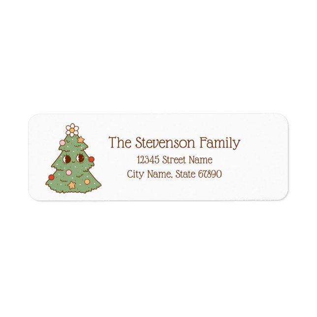 Cute Christmas Tree Plant Return Address Labels (Front)