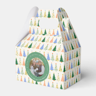 Cute Christmas Tree Red Green Family Custom Photo Favour Box