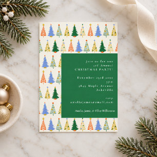 Cute Christmas Tree Red Green Holiday Party Invitation