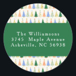 Cute Christmas Tree Red Green Return Address Classic Round Sticker<br><div class="desc">Cute Christmas Tree Red Green Return Address Classic Round Sticker</div>