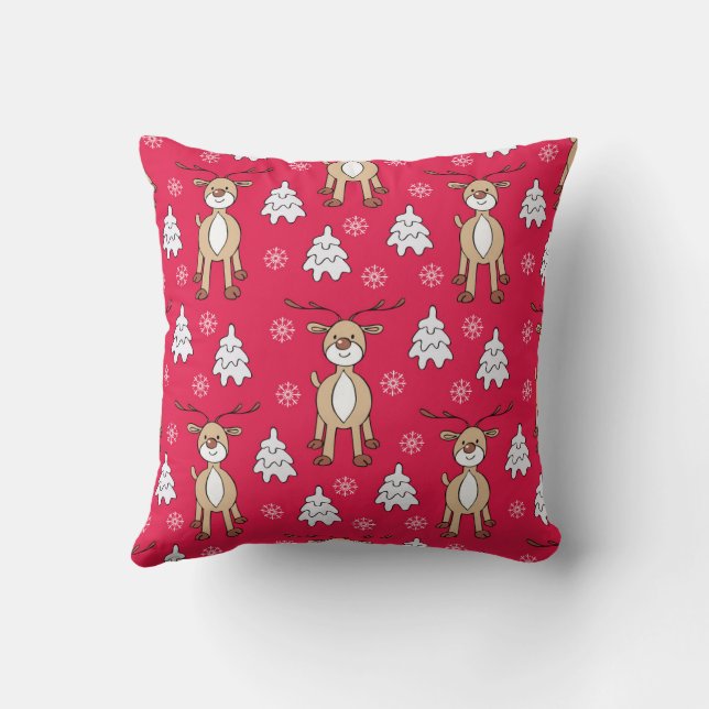 Cute Christmas Tree Reindeer Snowflakes Pattern  Cushion (Back)