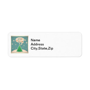 Cute Christmas Tree Retro Look  Address Label