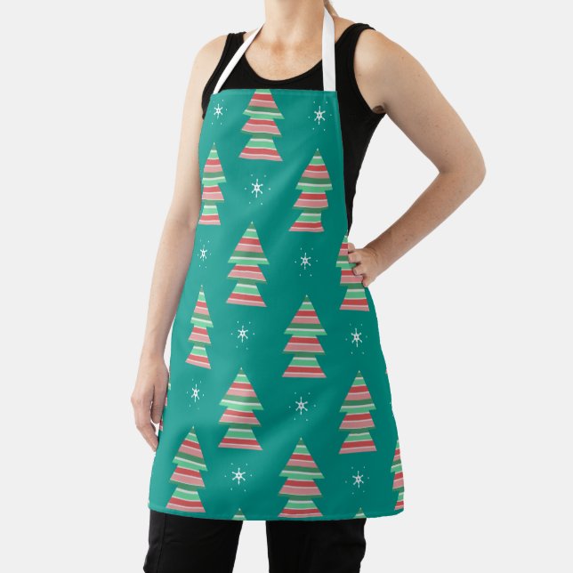 Cute Christmas Tree Snowflake Holiday Christmas Apron (Insitu)