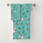 Cute Christmas Tree Snowman Candy Cane Pattern Bath Towel Set<br><div class="desc">Celebrate the magical and festive holiday season with our Cute Christmas Tree Snowman Candy Cane Pattern. This design features Snowman,  a Christmas tree,  Candy Cane and Snowflakes.</div>