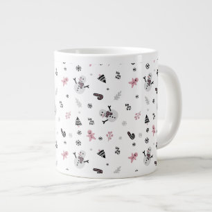 Cute Christmas Tree Snowman Candy Cane Pattern Large Coffee Mug