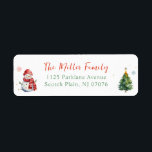 Cute Christmas Tree Snowman Family Return Address<br><div class="desc">Cute Christmas tree snowman family return address label.</div>