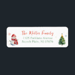 Cute Christmas Tree Snowman Family Return Address<br><div class="desc">Cute Christmas tree snowman family return address label.</div>