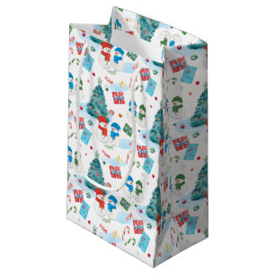Cute Christmas Tree, Snowman, Gifts, Candy Pattern Small Gift Bag