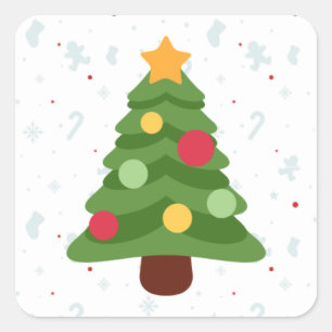 Cute Christmas Tree Square Sticker