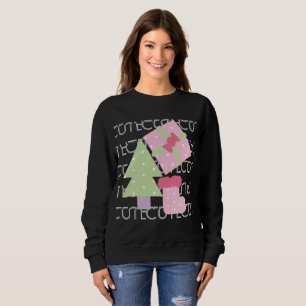 Cute Christmas Tree Stocking Presents Pink Sweatshirt