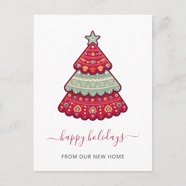 Cute Christmas Tree We've Moved Holiday Moving Postcard (Front)