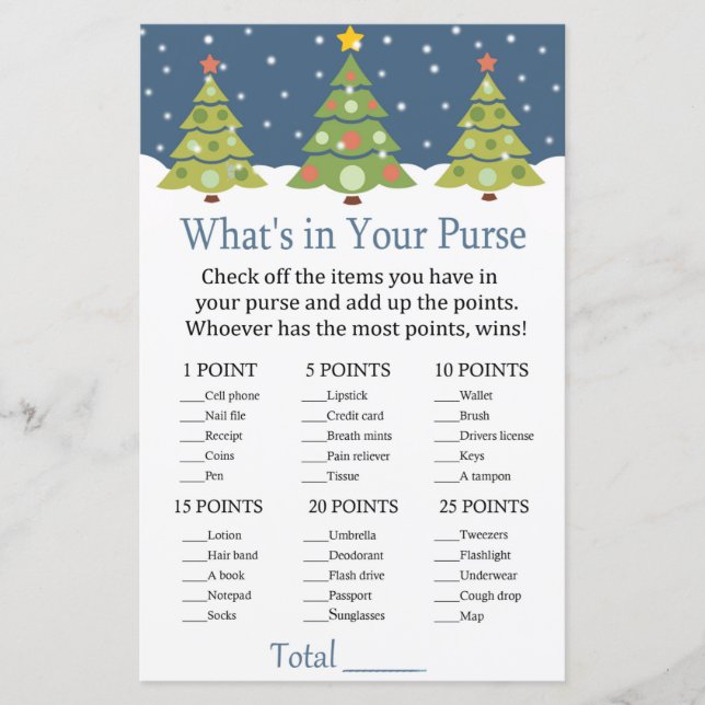 Cute Christmas Tree What's in your purse game (Front)