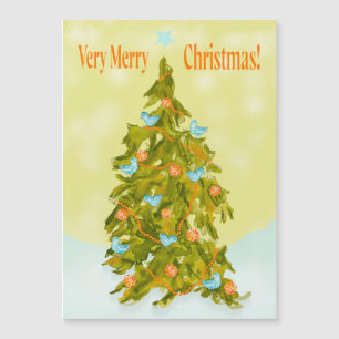 Cute Christmas Tree with Blue Birds