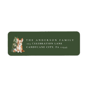 Cute Christmas Tree with Dog Return Address Label