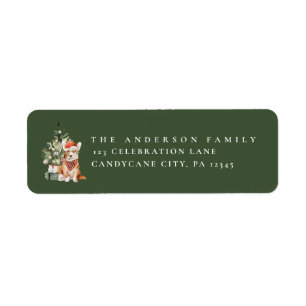 Cute Christmas Tree with Dog Return Address Label