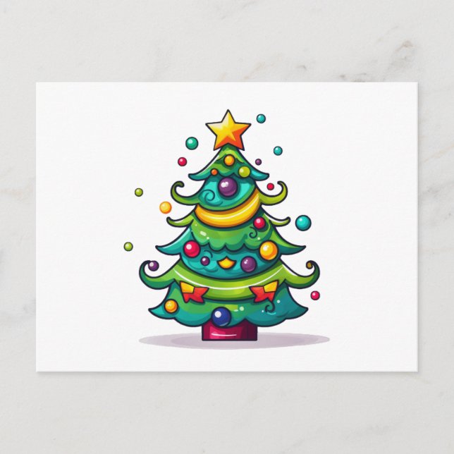 Cute Christmas Tree with Ornaments Holiday Postcard (Front)