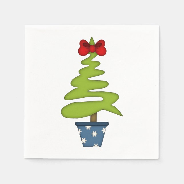 Cute Christmas Tree with Red Bow Napkin (Front)
