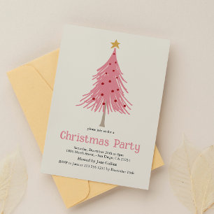 Cute Christmas Trees Blush Pink Pattern Party Invitation