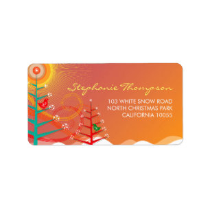 Cute Christmas Trees Chicks Winter Holiday Address Label