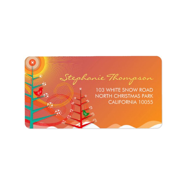 Cute Christmas Trees Chicks Winter Holiday Address Label (Front)