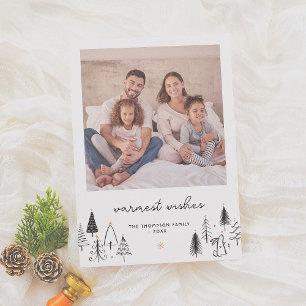 Cute Christmas Trees Custom Greeting Photo Holiday Card