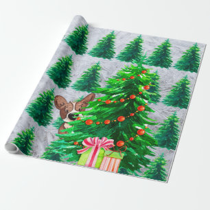 Cute Christmas Trees Dog Wrapping Paper