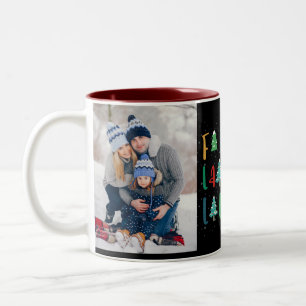 Cute Christmas Trees Gift Personalised Photo Red Two-Tone Coffee Mug