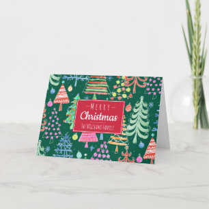 Cute Christmas Trees Merry Christmas Family Holiday Card