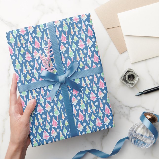 cute christmas trees pattern  pastel colours wrapping paper (Creator Uploaded)