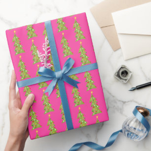Cute Christmas Trees Retro Holiday Pattern Gift Wrapping Paper