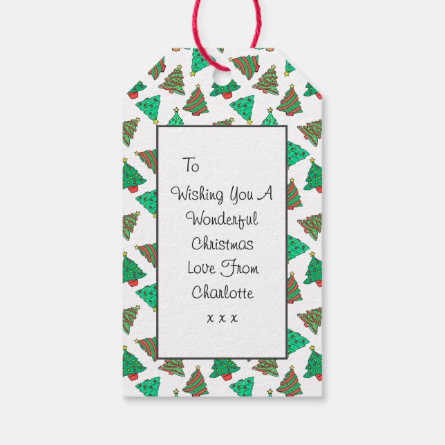 Cute Christmas Trees | White Gift Tags (Back)